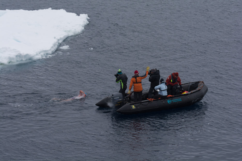 Lewis swimming at Cape Adare 