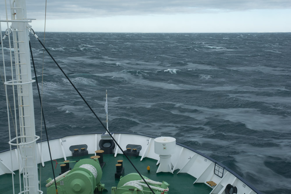 Grease ice forming on rough seas, in the Ross Sea