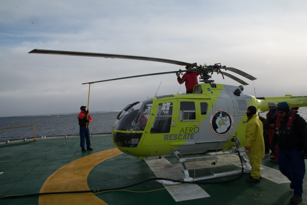 Preparing the helicopter