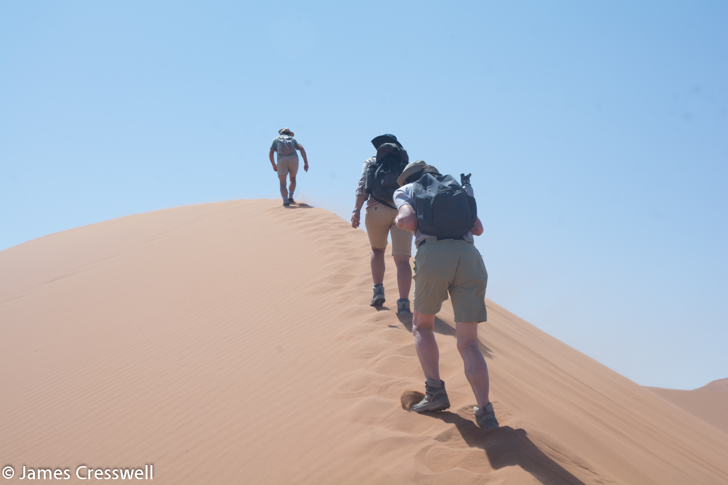 Climbing the Sossusvlei dunes in the Namib Desert