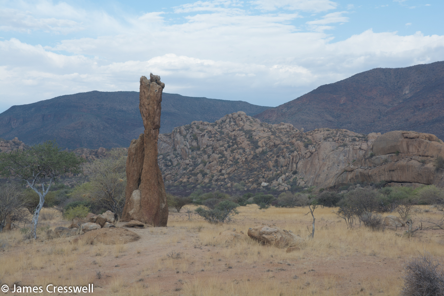 A granite stack that has been formed purely from wind erosion and sand blasting, Erongo, Namibia.
