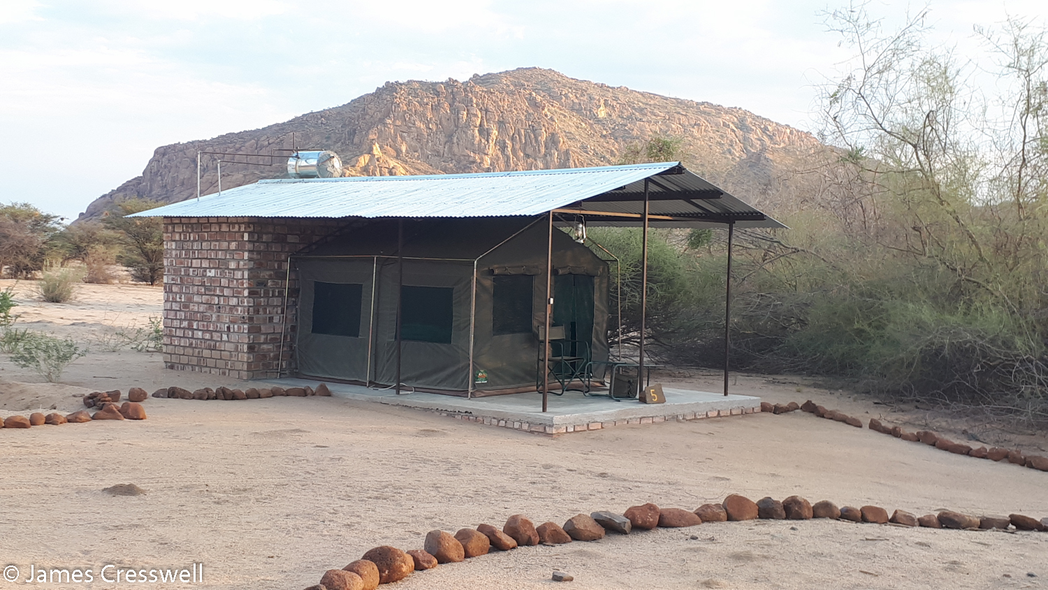 Luxury tent accommodation at the Omanduma Bush Camp, Erongo, Namibia