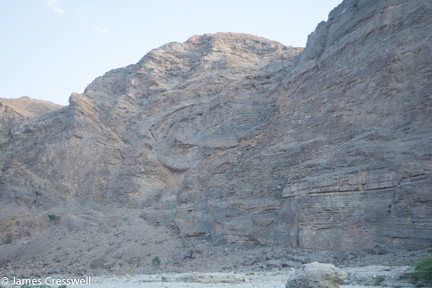 An isoclinal fold within the mega sheath fold of Wadi Mayh