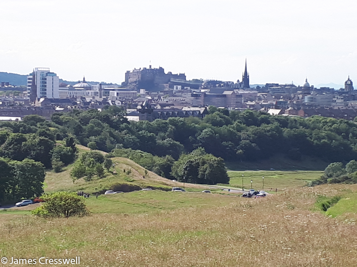A distant view of Edinburgh Castle which sits on top of a Carboniferous volcanic plug