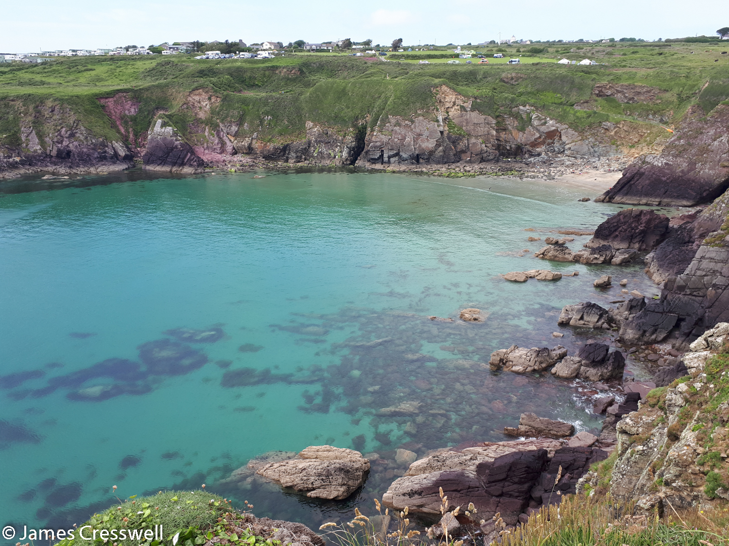 Caerfai Bay with purple Cambrian sandstone