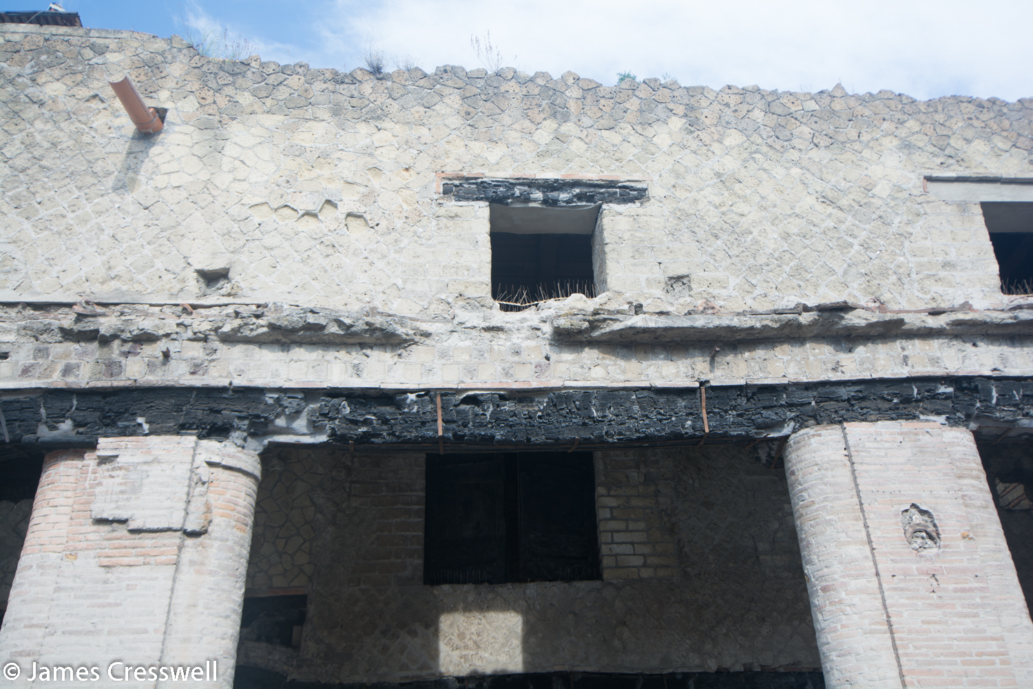 Carbonised wood in a Roman building