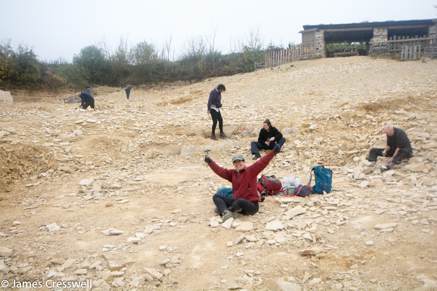 People looking for fossils in a quarry