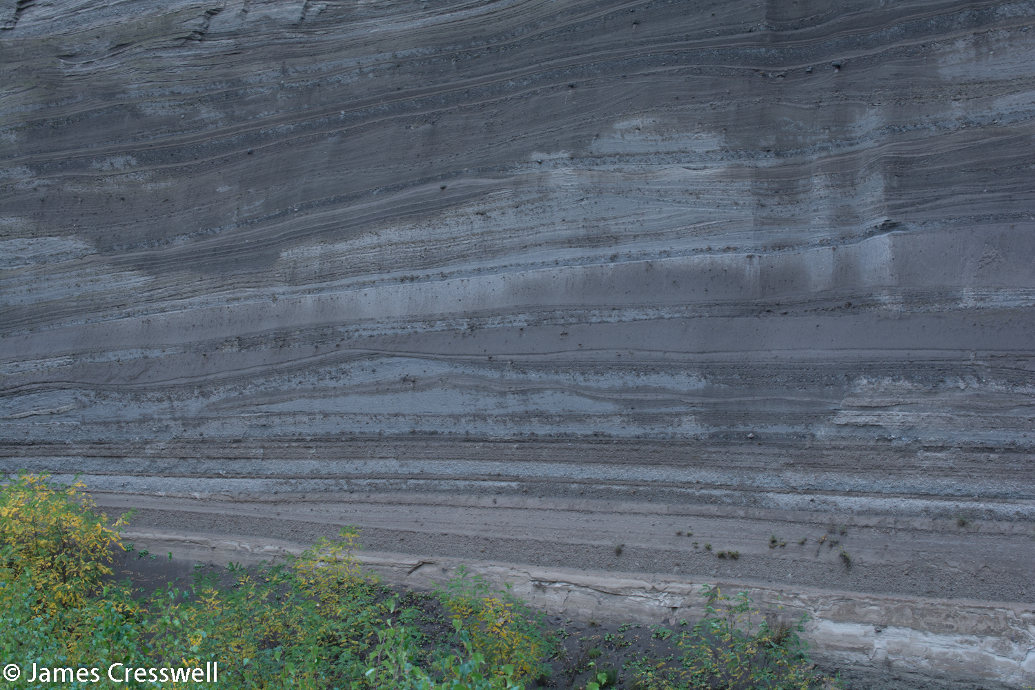 Wall of pyroclastic flow deposits