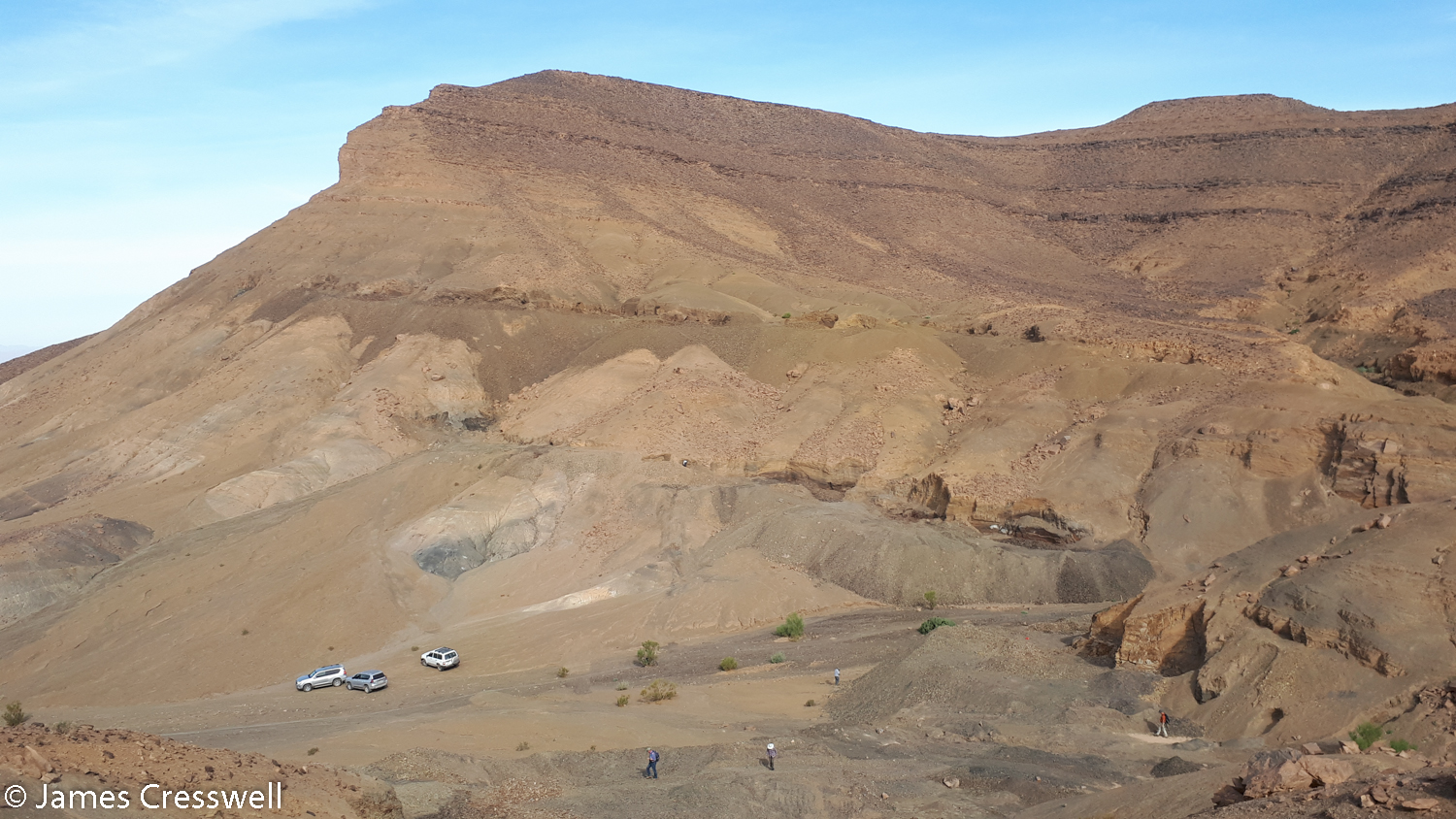 Landscape with cars and trilobite diggings
