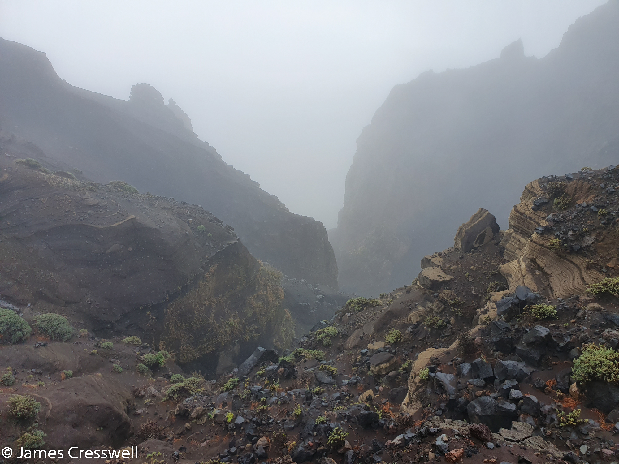 Cloudy volcanic view