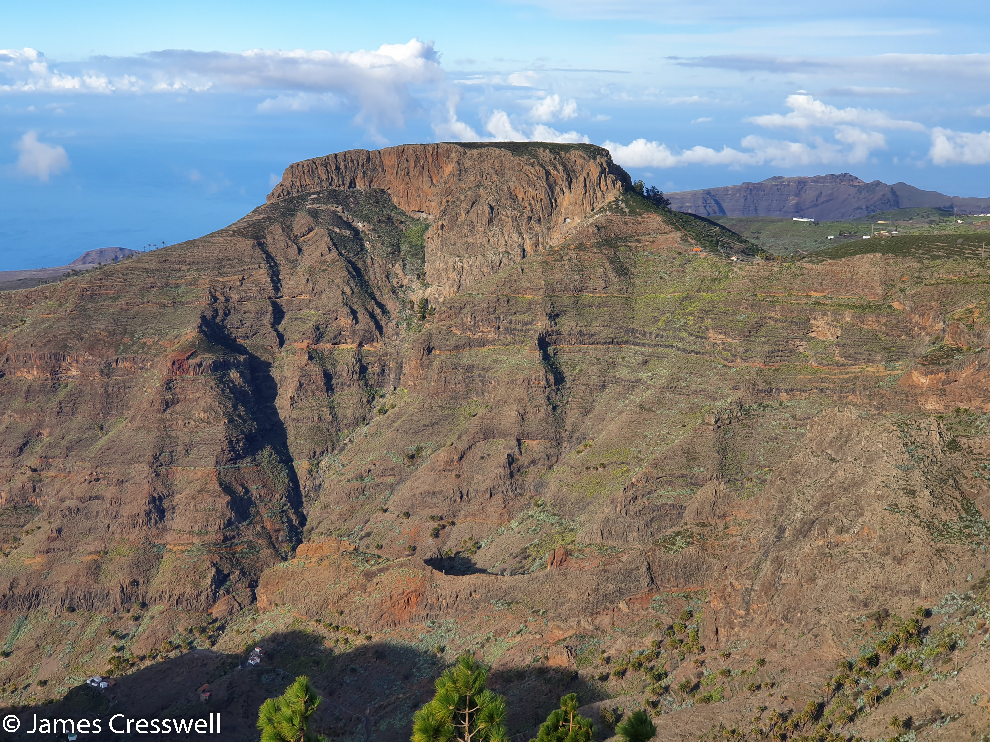 Landscape view of steep rock formation