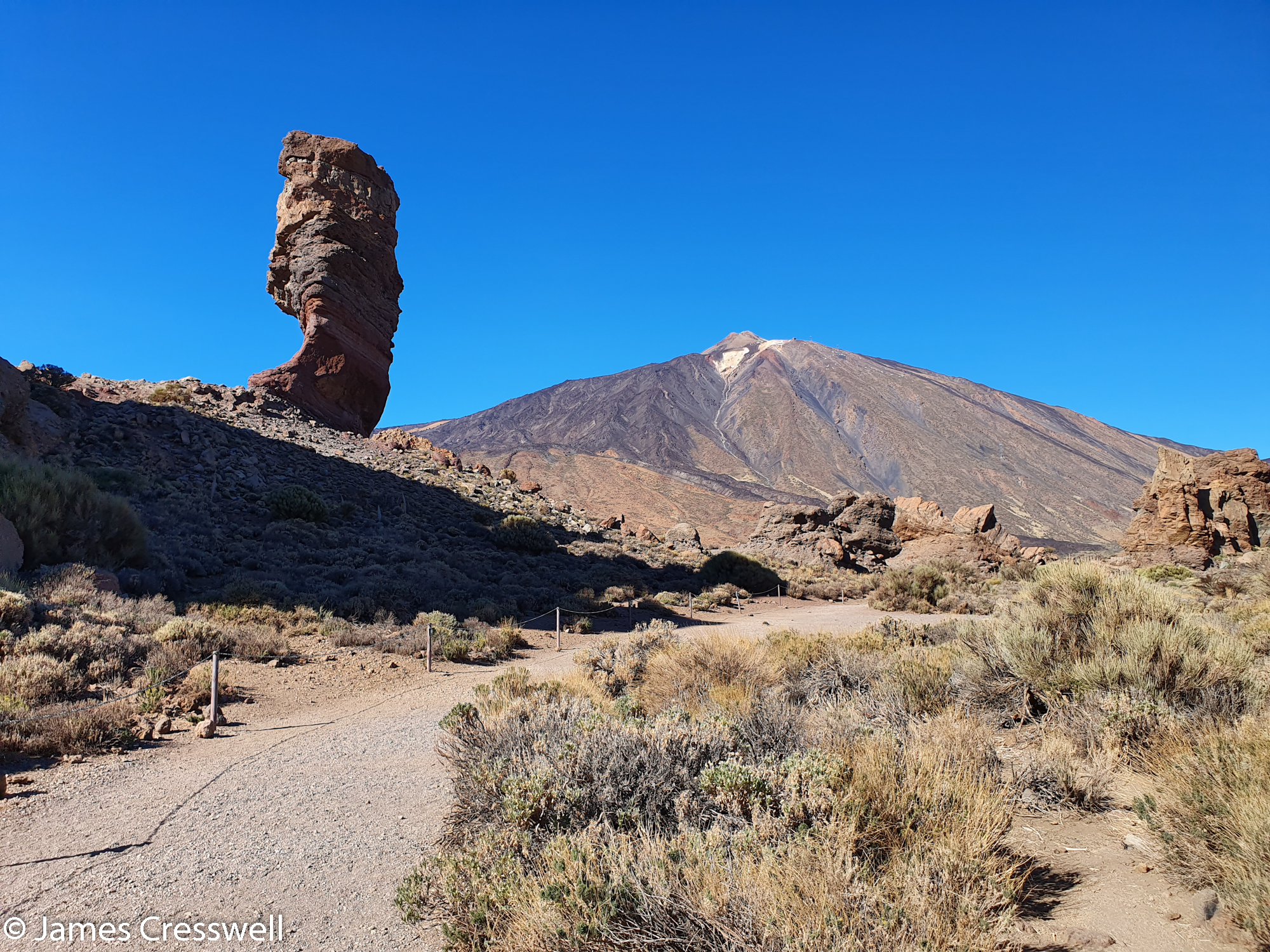 Landscape view with volcano in background
