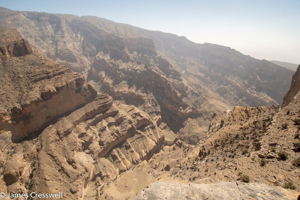 A photograph looking down into a huge canyon
