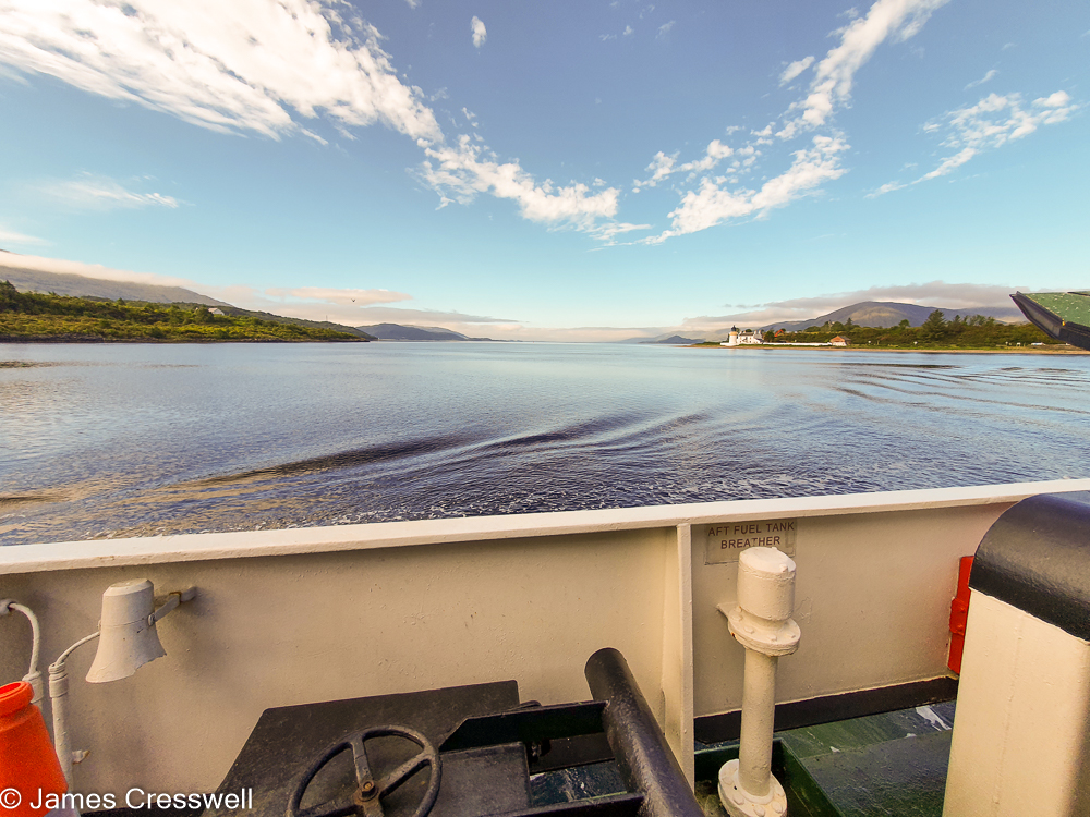 The view of a narrow straight from a ferry