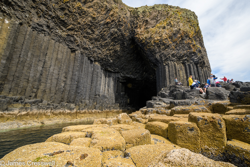 The entrance to a cave within columnar basalt, Fingal's Cave