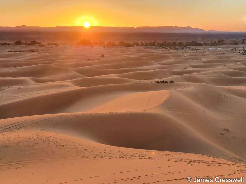 The sun set in the Erg Chebbi dunes