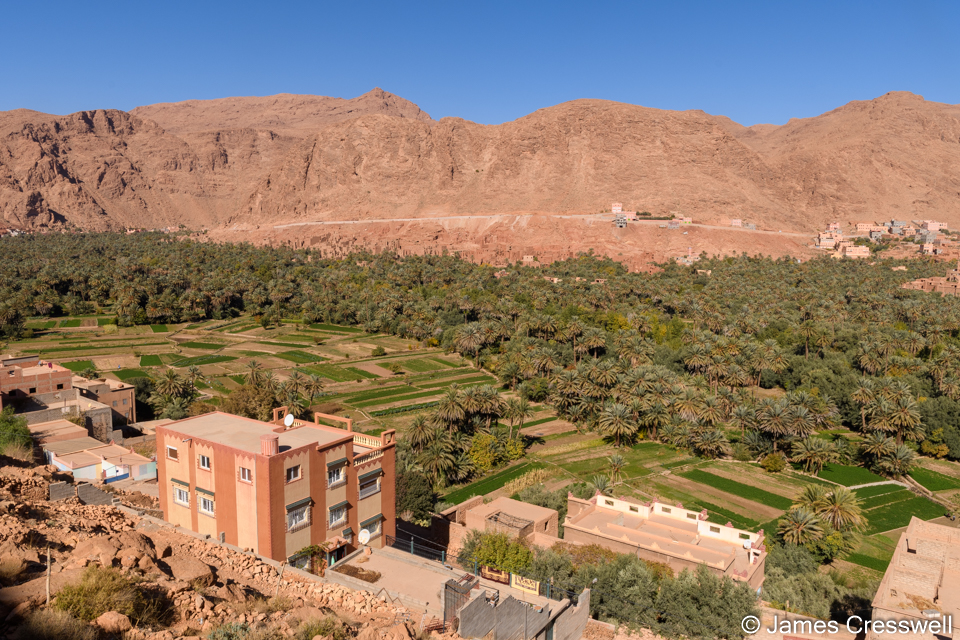 Jurassic rock thrusts over Paleogene rock at the entrance to the Todra gorge