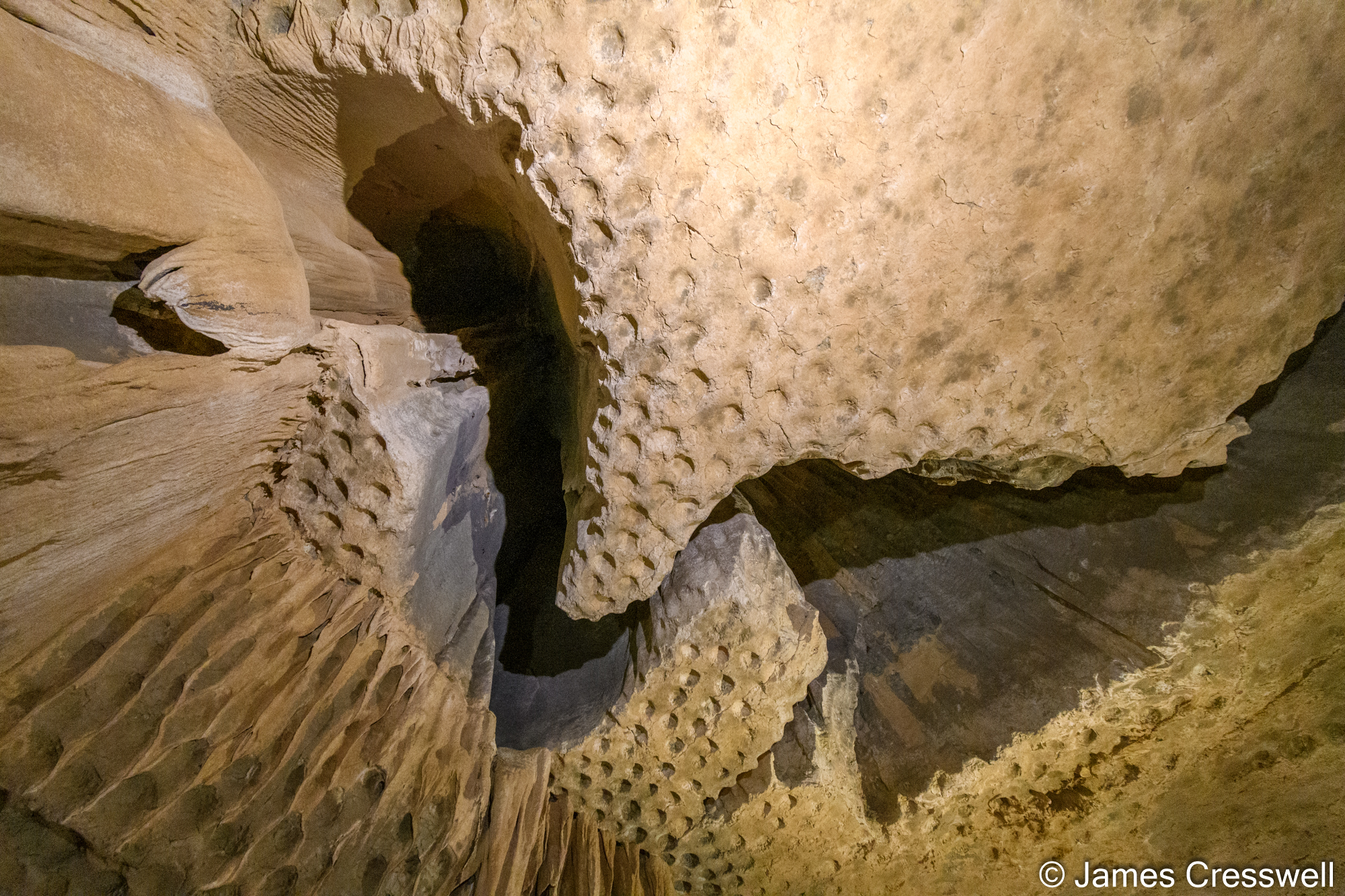 Circular weathering in a cave roof