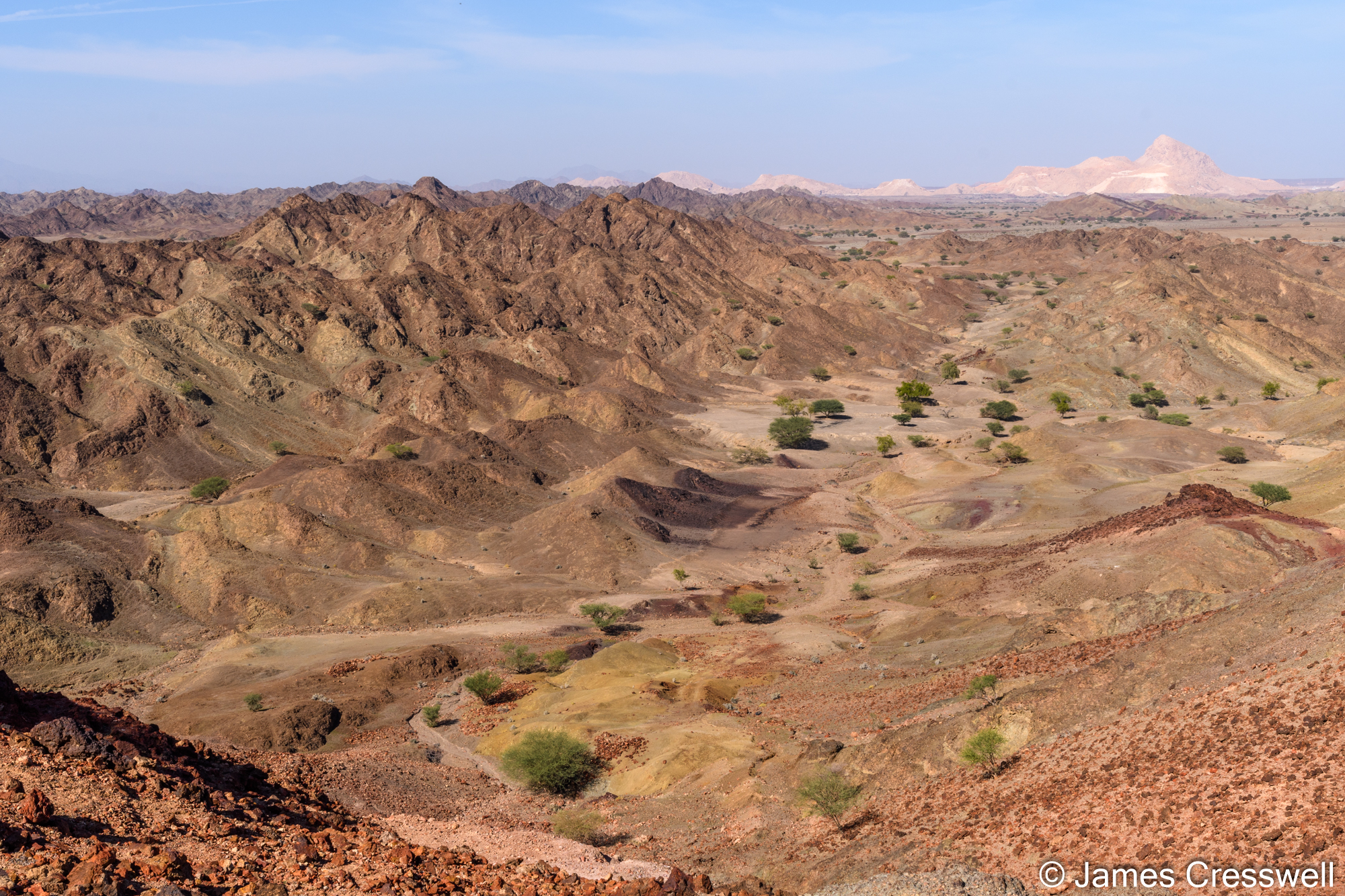 View across rocky valley