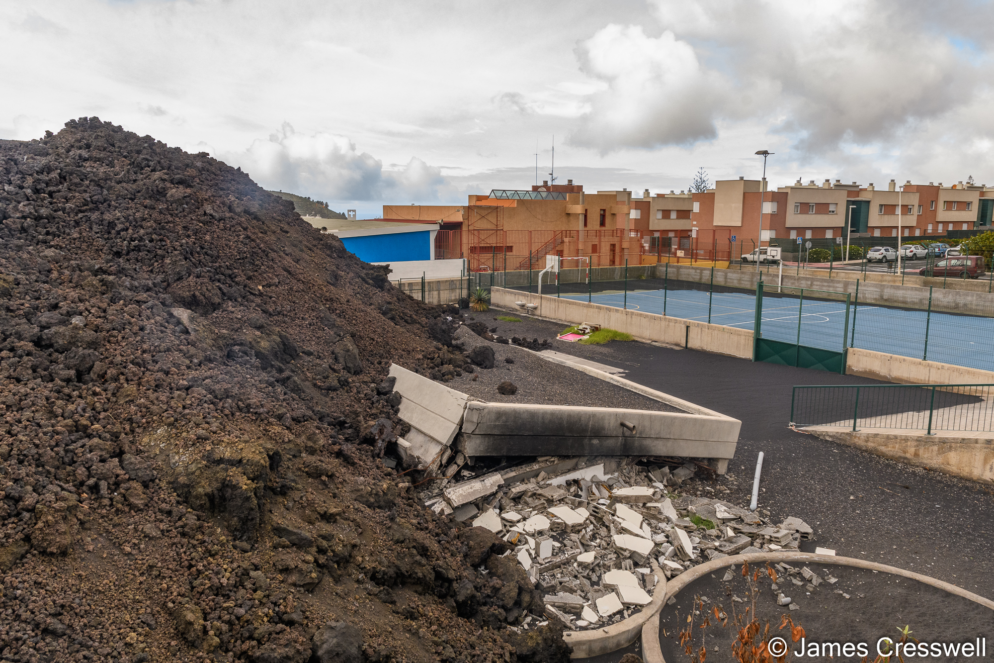 Lava burying a school