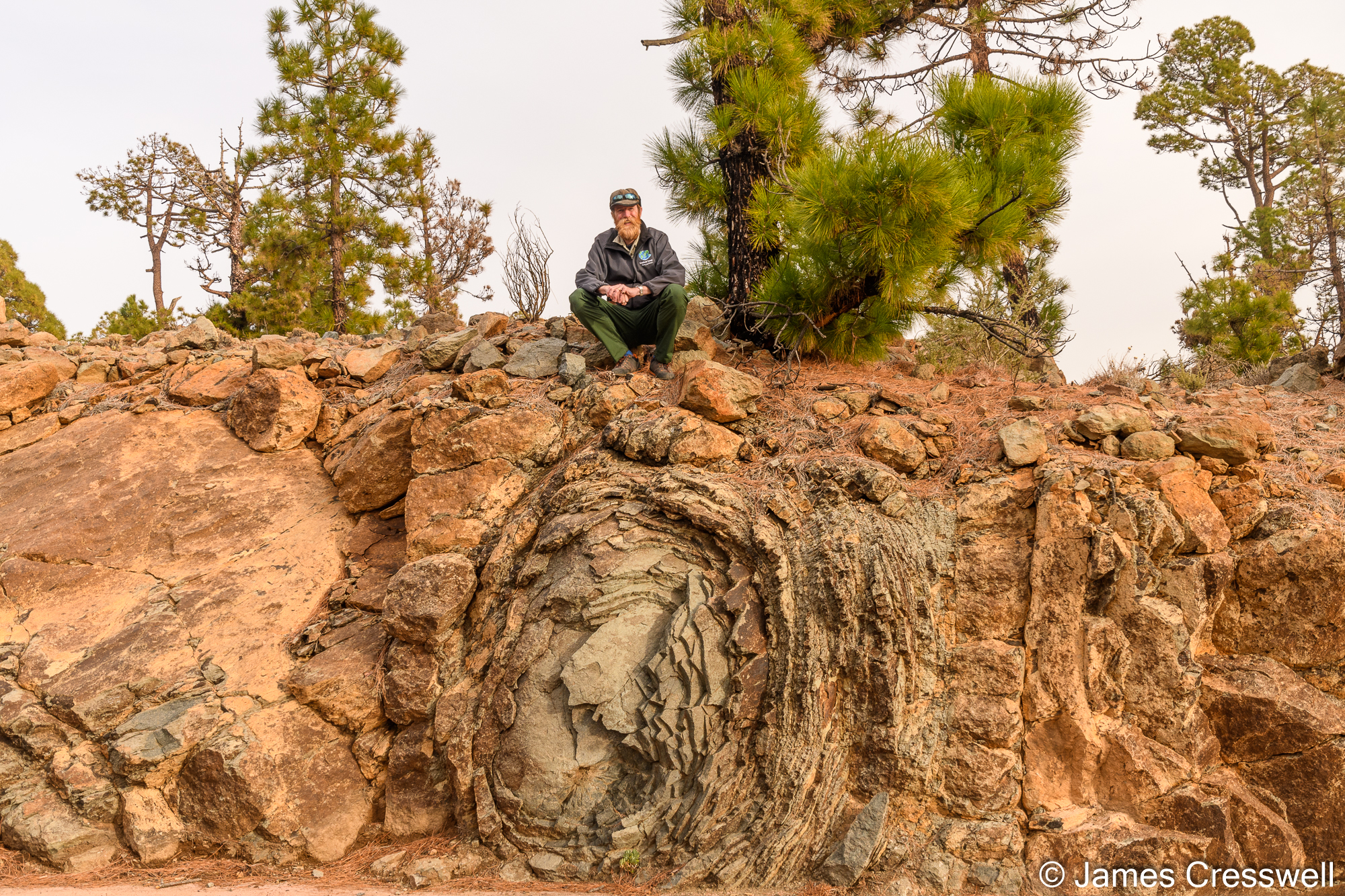 Manon a giant phonolite lava ball that formed rather like a snow ball as it rolled down a lava flow.