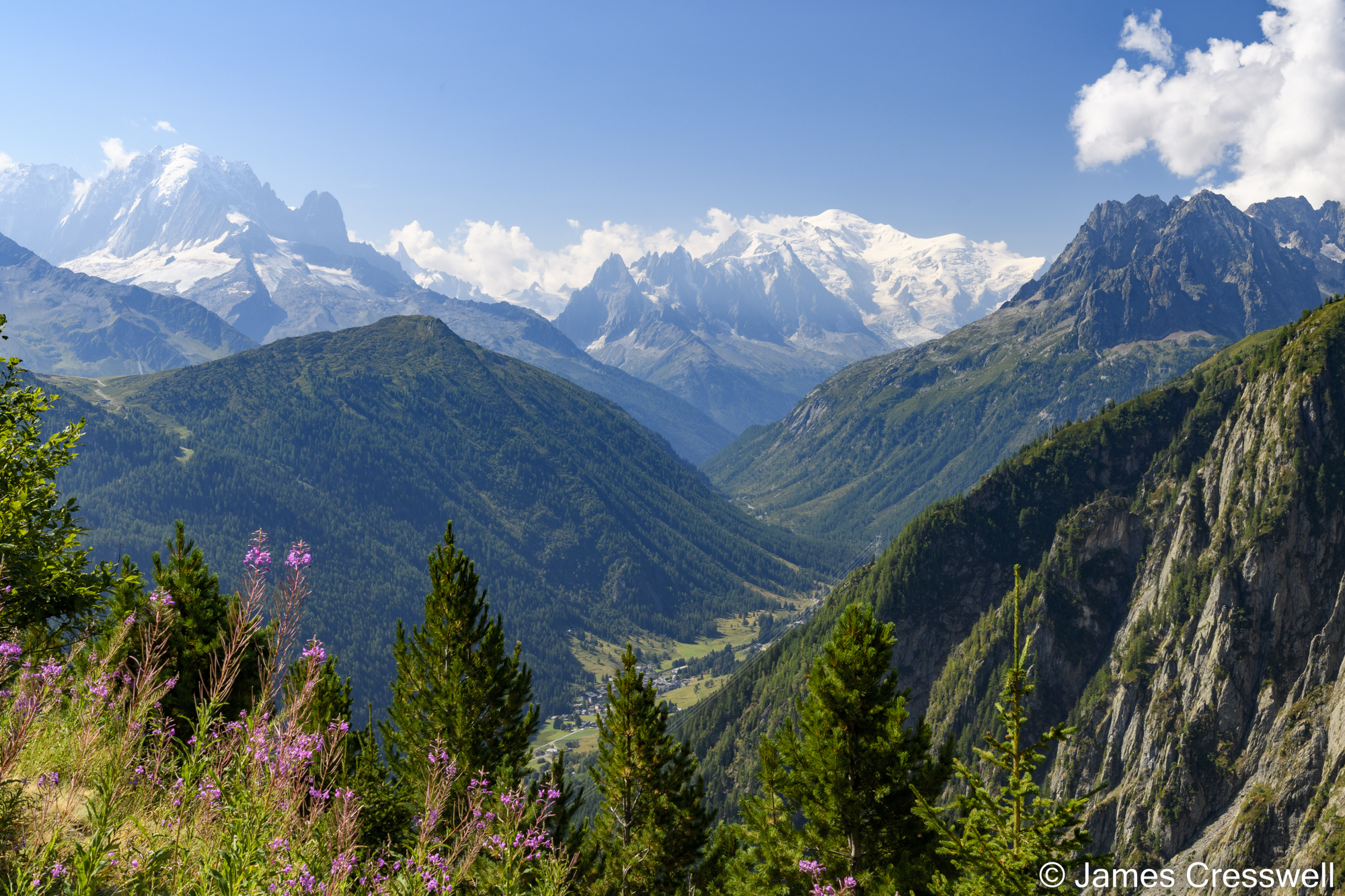 View over a valley to some mountains