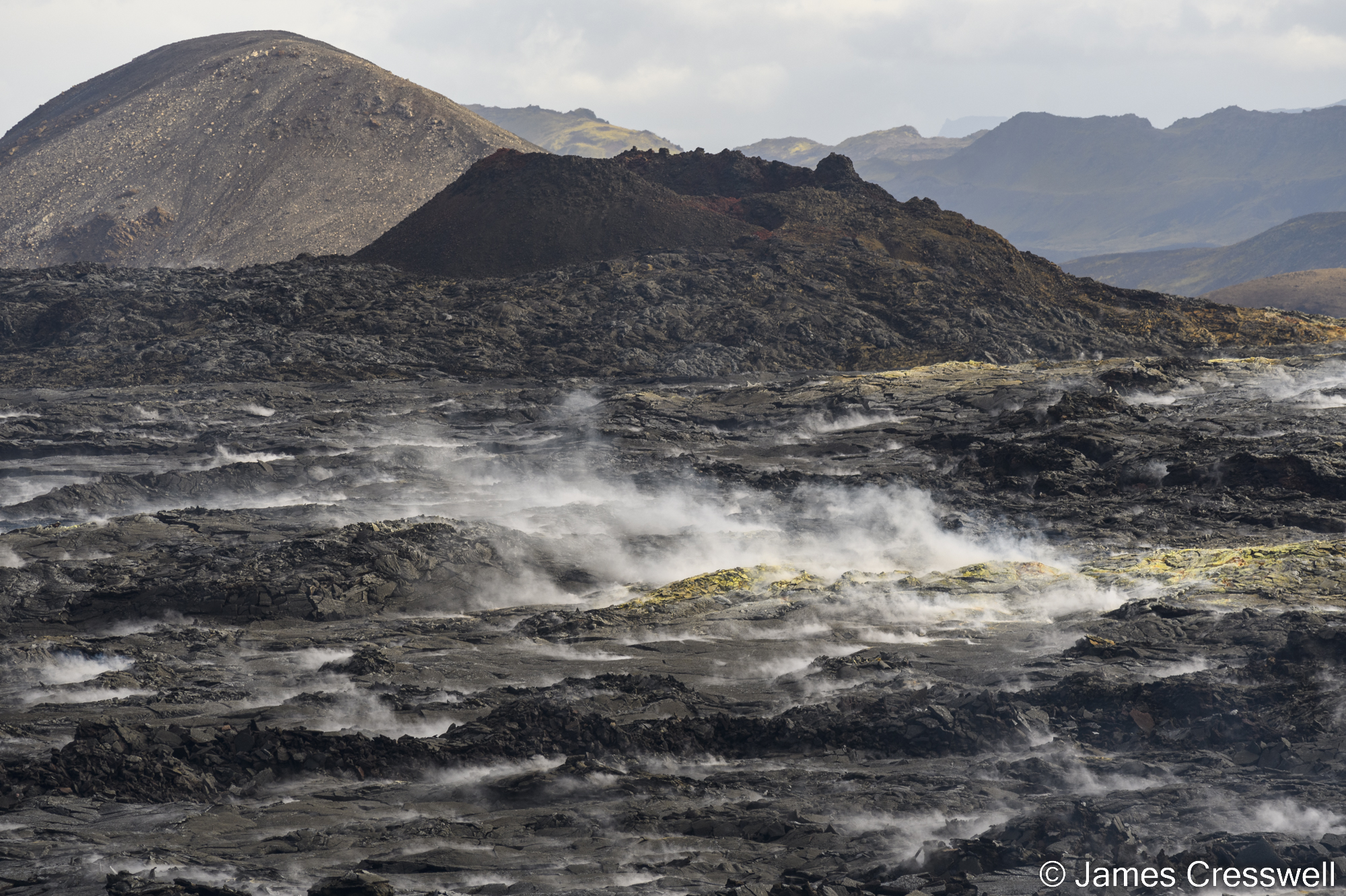 Steaming lava fields