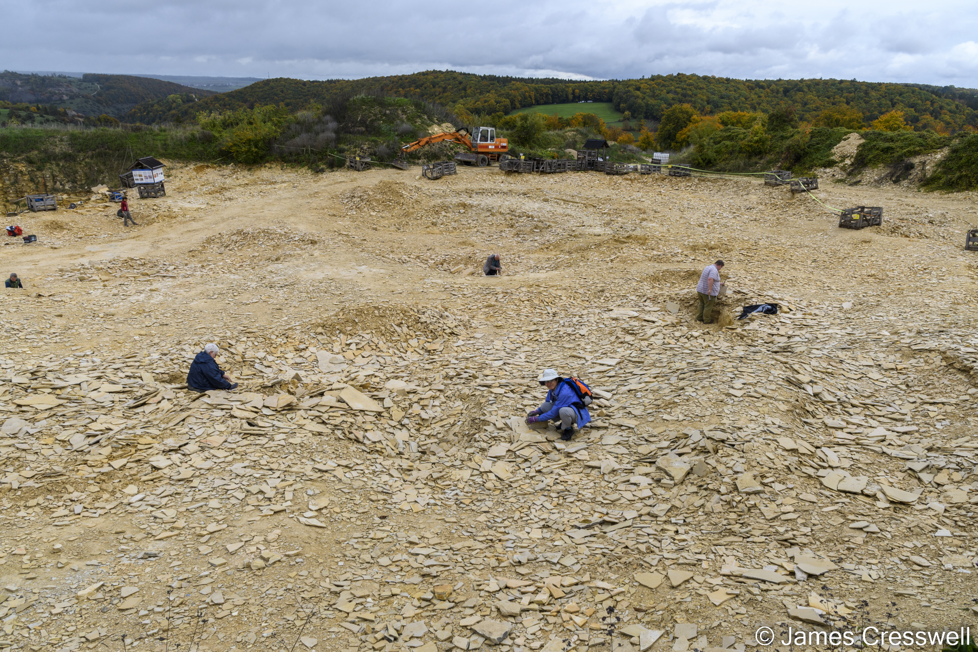 People in a quarry digging for fossils