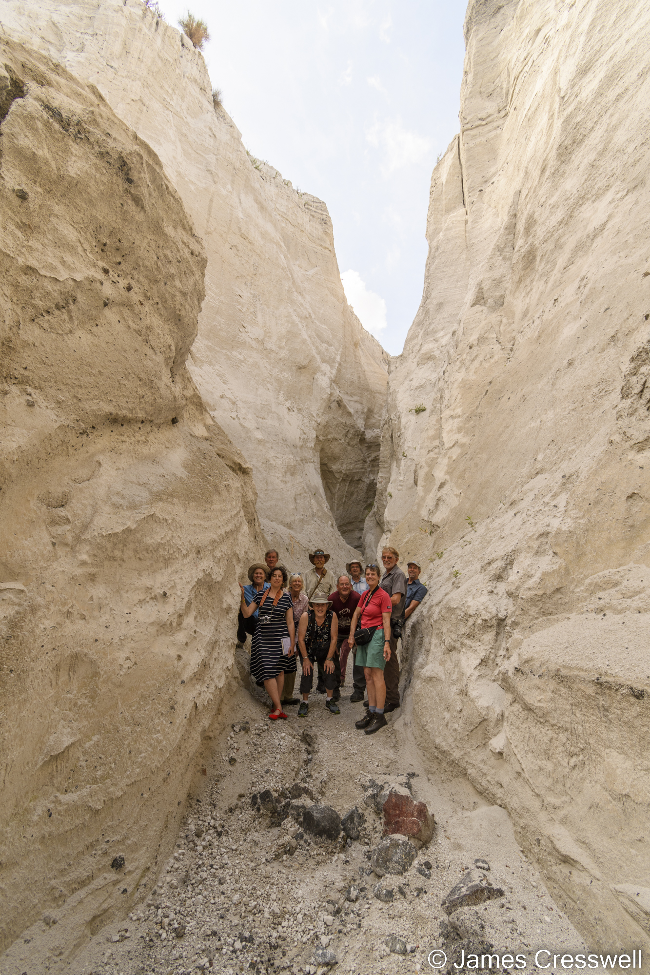 People in a narrow canyon