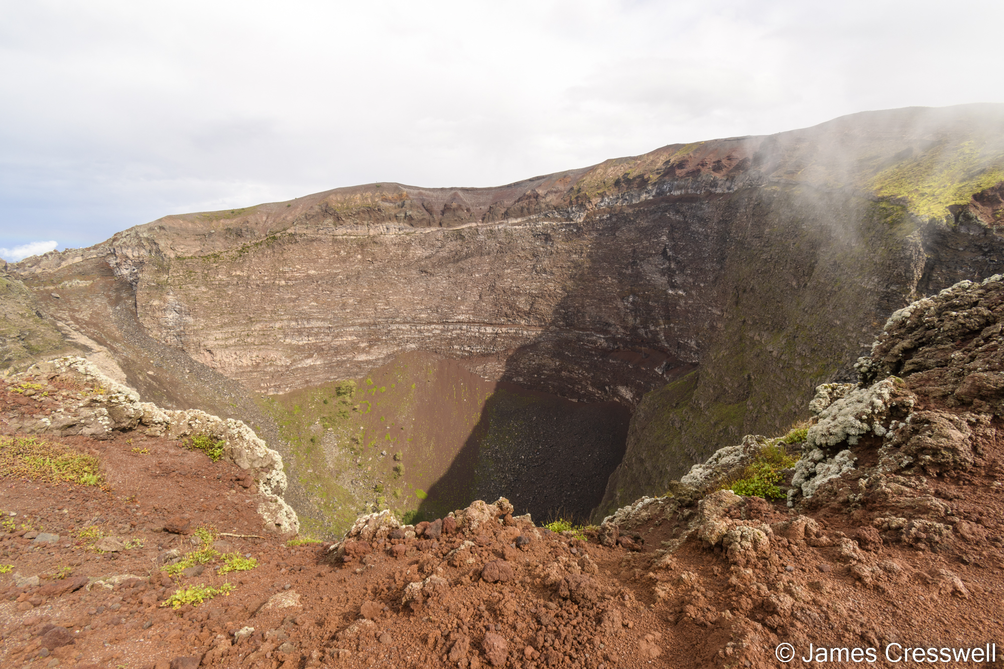 View into a volcano crater