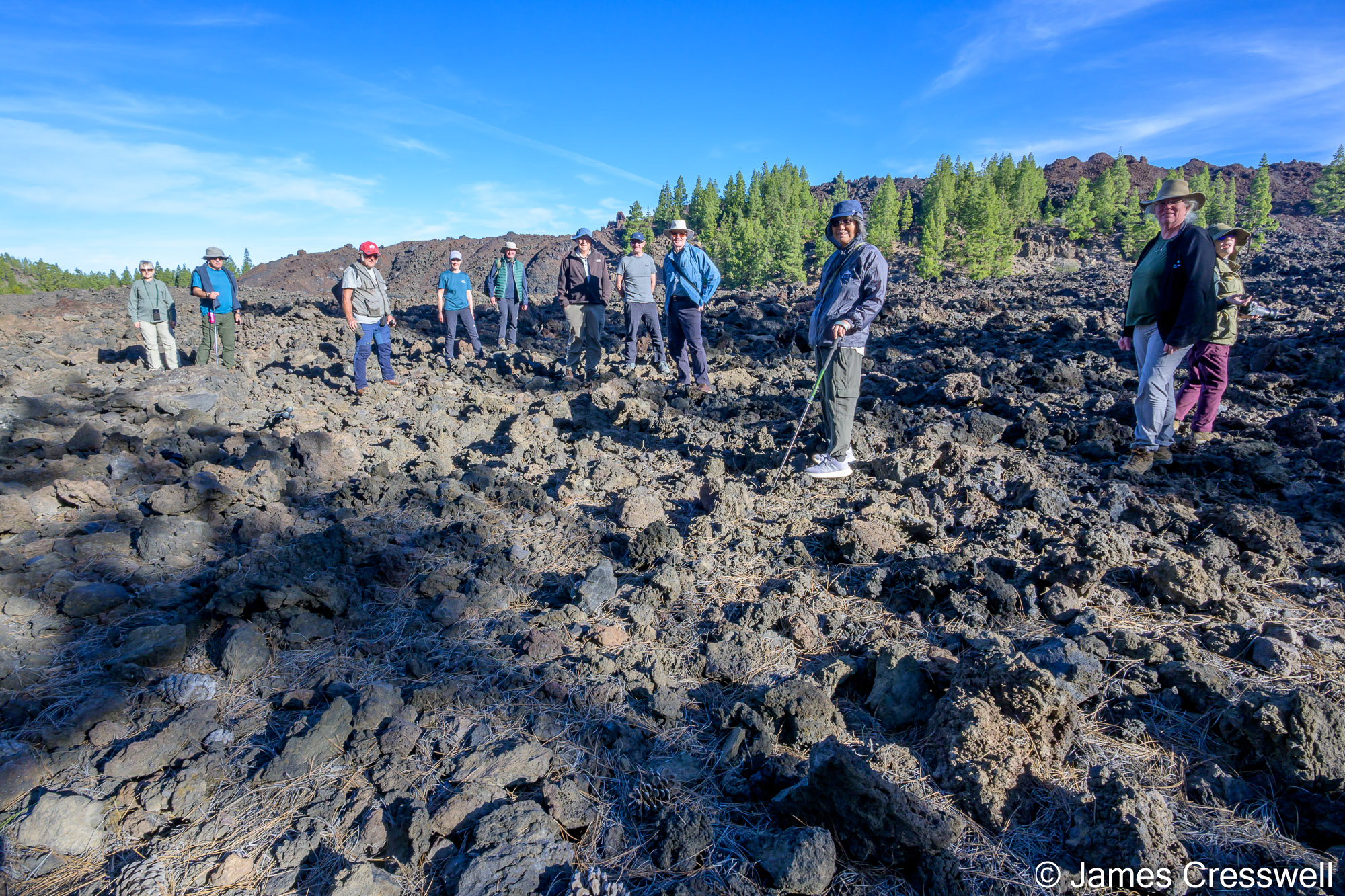 The GeoWorld Travel group standing on the youngest lavas on Tenerife.