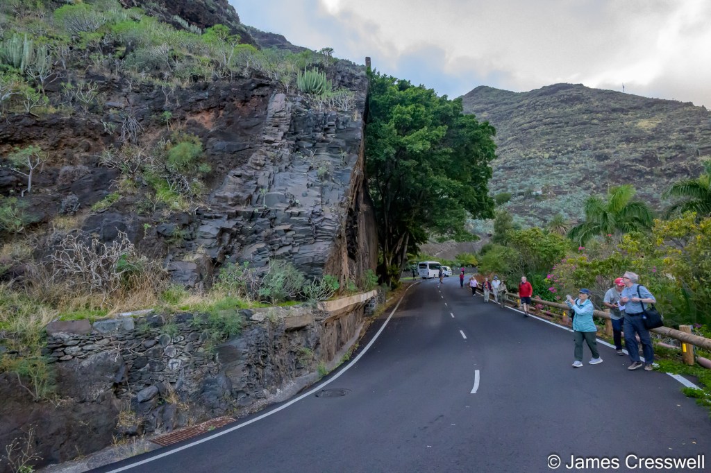 Basaltic dyke (taparucha), up to 5m thick and several kilometres long, that intruded the Miocene basalts near Los Chejelipes, in Bco. de la Villa, above San Sebastian de la Gomera, on the island of La Gomera. 