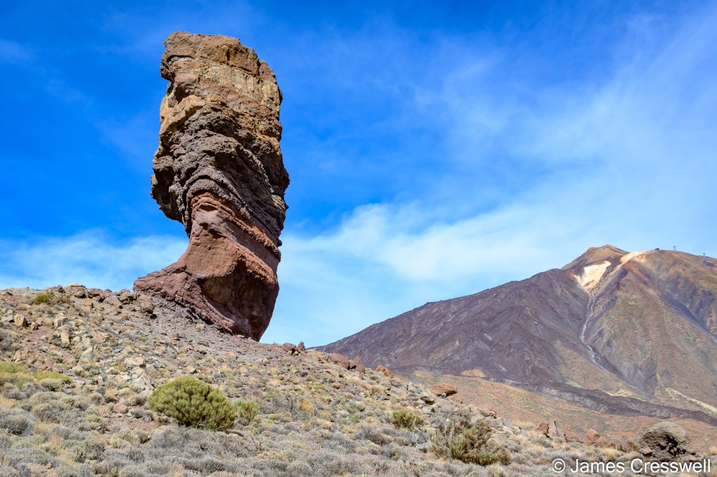 Roque Cinchado, an erosion remnant that resisted weathering and denudation.